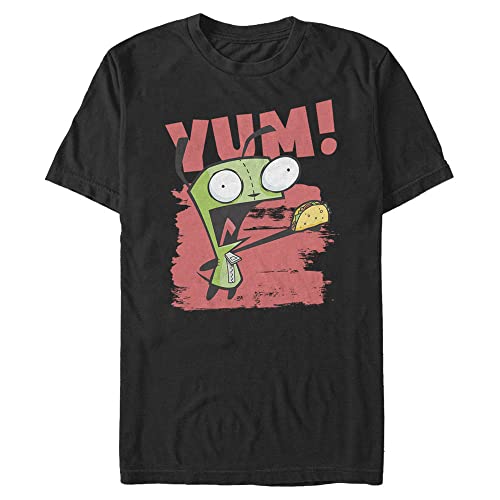 Nickelodeon Big & Tall Invader Zim YUM Gir Eating Taco Men's Tops Short Sleeve Tee Shirt, Black, 3X-Large