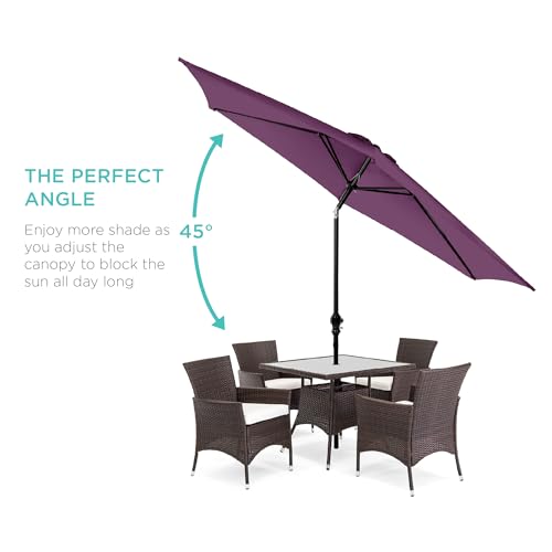 Best Choice Products 10ft Outdoor Steel Polyester Market Patio Umbrella w/Crank, Easy Push Button, Tilt, Table Compatible - Navy Blue