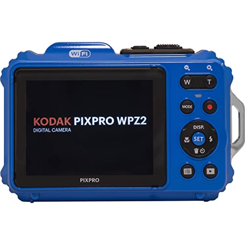 Kodak PIXPRO WPZ2 Rugged Waterproof Shockproof Digital Camera 16MP 4X Optical Zoom 1080P Full HD Video, 2.7 LCD (Blue), 32GB SD Card, Black Compact Camera Case, Floating Strap, Bundle (7 Items)