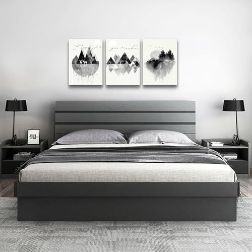 Lapremoly Black And White Geometry Wall Paintings Wall Art For Living Room Abstract Wall Decor For Bedroom Office Decorations Wall Pictures Modern Framed Canvas Wall Art Posters 12x16 Inch 3 Piece