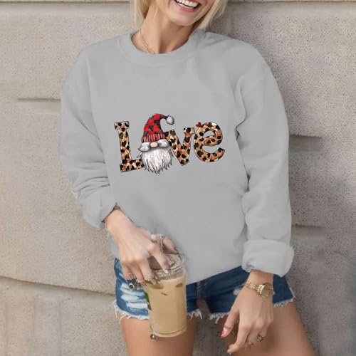 Valentines Sweatshirt Trendy Gifts for Women Valentine's Day Sweatshirts for Women Cute Leopard Love Heart Print Crewneck Pullover Funny Casual Fashion Shirt Tops