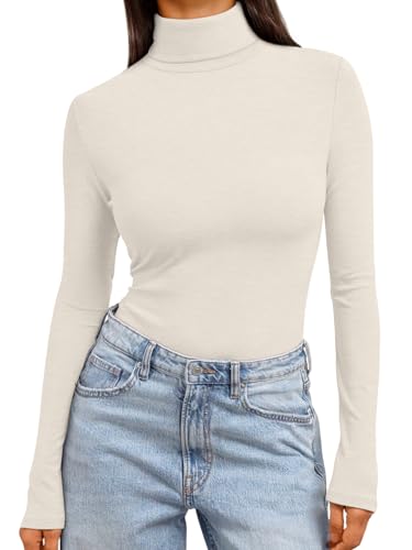 Trendy Queen Women's Turtleneck Long Sleeve Shirts Fall Fashion BasicThermal Underwear Tops Winter Clothes 2025 Sage S