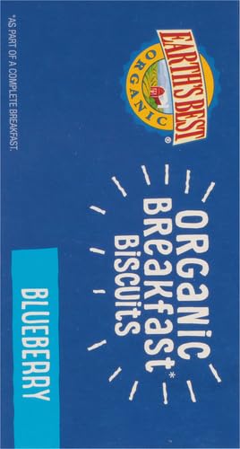 Earth's Best Organic Kids Snacks, Sesame Street Toddler Snacks, Organic Breakfast Biscuits for Kids 2 Years and Older, Blueberry, 5 Packs of 2 Biscuits per Box (Pack of 6)