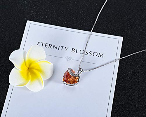 CHERUBIC Love Heart Pendant Necklace Shining Zircon Birthstone Jewelry Gifts For Women 18''+2''