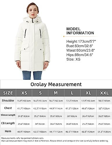 Orolay Women's Puffer Winter Down Coat Thickened Parka Jacket with Hood White XS