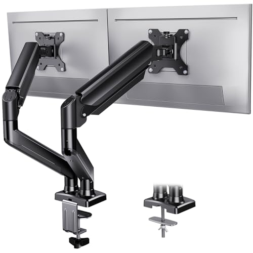 ErGear Dual Monitor Mount up to 32 inches Screen, Max 22 lbs Each Arm, Adjustable Dual Monitor Stand, Sturdy Steel Dual Monitor Arm with 180° Swivel, Tilt, 360° Rotation for Home Office, VESA 75/100mm