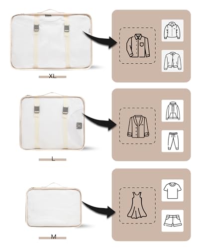 TRAILKICKER 9 Set Packing Cubes for Carry on Suitcase Travel Organizer Bags for Luggage Suitcase Organizer Bags Packing Cube Set for Packing Women Men (Beige)