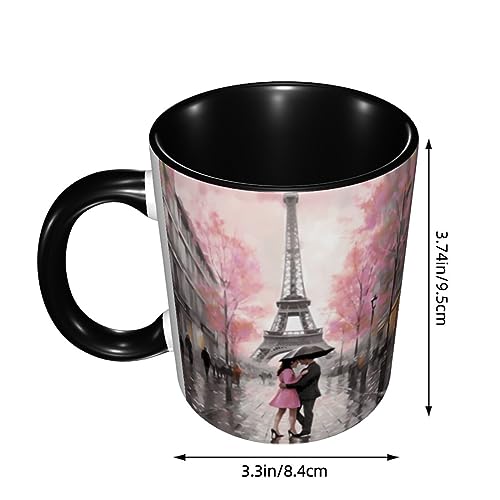 Paris Street Eiffel Tower Coffee Mug Funny Ceramic Tea Cup Novelty Present for Office and Home Women Girls Men Dishwasher Microwave Safe 11oz