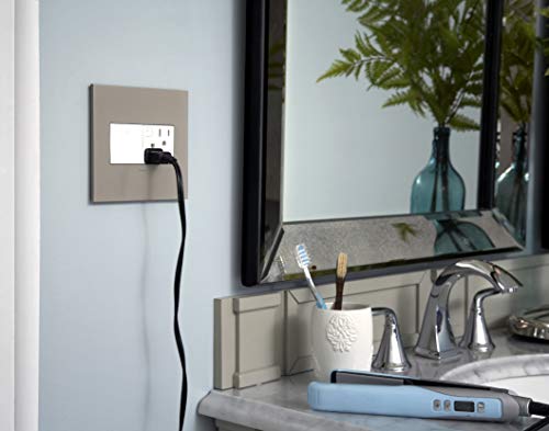 Legrand Adorne Tamper-Resistant Self-Test Electrical GFCI Plus-Size Outlet, 15A, Graphite Finish, AGFTR2153G4