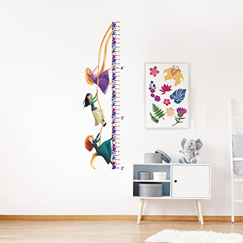 RoomMates RMK5169GC Disney Princesses Growth Chart Peel and Stick Wall Decals, Orange, Yellow, Green, Blue, Purple, Pink, Black, Brown, Beige