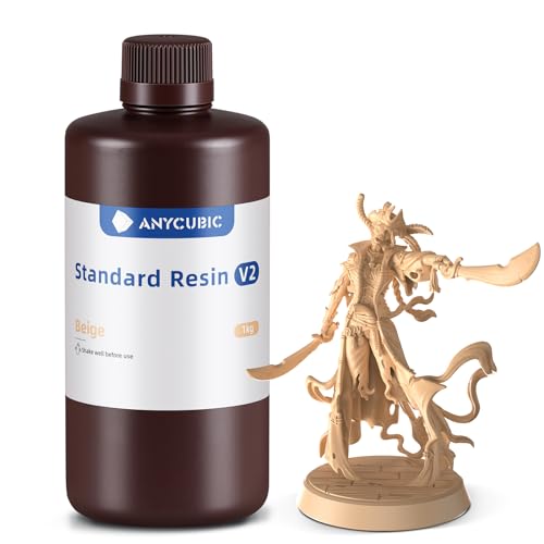 ANYCUBIC 3D Printer Resin, Upgraded 8K Standard Resin V2, Enhanced Toughness and Strength, Lower-Odor, High Precision 3D Printing Resin for All LCD Resin 3D Printers (Beige, 1kg)