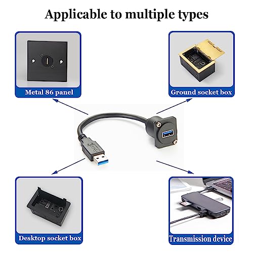 PENGLIN USB 3.0 Panel Mount Adapter, USB 3.0 Short Cable Panel Socket,USB A Female to Female Outlet Panel Connector Extension Cable 25CM/9.8Inch