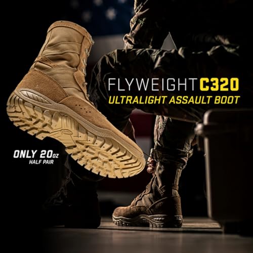 B Belleville Arm Your Feet C320 One Xero 8 Inch Combat Boots for Men - Ultra-Lightweight Army/Air Force OCP ACU Brown Leather with Vibram Incisor Traction Outsole; Berry Compliant, Coyote - 7 R