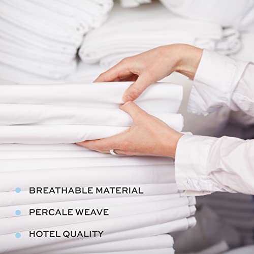 White Classic Twin Flat Sheets, White Cotton Flat Bed Sheet 66x104 Inches, 200 Thread Count Hospital Bed Sheets