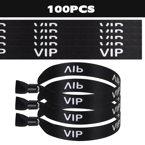 100 Pack VIP Cloth Wristband for Events (Color:Black)