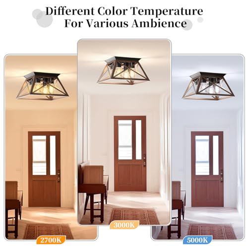OYKYOHEI 2 Pack Semi Flush Mount Ceiling Light, 4-Light Kitchen Ceiling Lighting Fixtures, Industrial Farmhouse Closed to Ceiling Lamp for Hallway Porch Dining Room