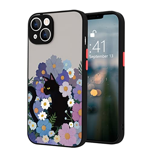 Idocolors Yellow Flower Matte Phone Case Compatible with iPhone 14 Pro Max,Translucent Frosted Protective Cover Hard PC Back Soft TPU Bumper Anti-Scratch Ultra Slim Shockproof Case