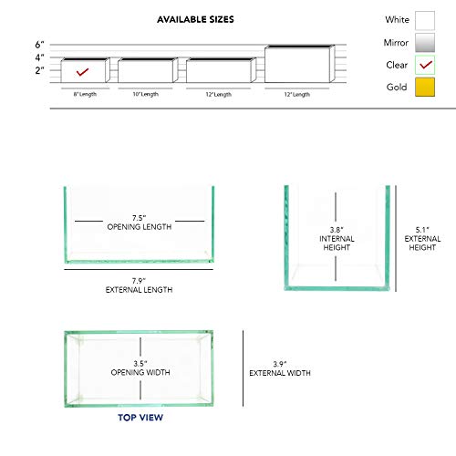 Royal Imports Flower Glass Vase Decorative Centerpiece for Home or Wedding Oblong Rectangle Shape (8", Clear)