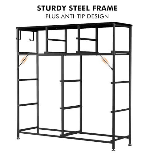 Lulive Dresser for Bedroom with 10 Drawers, Chest of Drawers with Side Pockets and Hooks, PU Storage Dresser, Organizer Unit for Living Room, Hallway, Closet (Black)