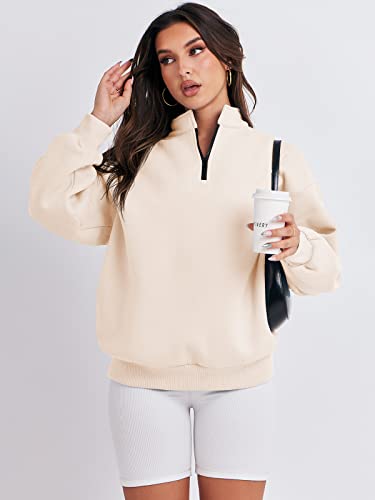 ANRABESS Women Oversized Sweatshirts Hoodies 1/4 Half Zip Pullover Top Fall Fashion Outfits 2024 Y2k Clothes Outfit 1018shenfen-S Light Pink