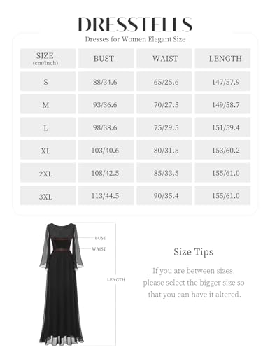 DRESSTELLS Formal Dress for Women, Champagne Bridesmaid Wedding Guest Lace Chiffon Long Dress, Modest Prom Gown Evening Party Maxi Dress Champagne S