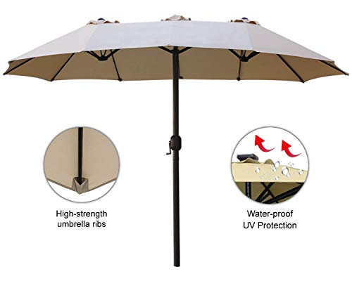 ABCCANOPY 15FT Double-Sided Aluminum Table Patio Umbrella Garden Large Umbrella,Swimming Pool 12+Colors,Burgundy