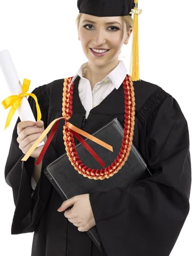 TFTAFAN Graduation Leis Ribbon Lei Necklace 2024 Braided Necklace Gift Party Accessories for Women and Men (6, Purple and Gray)