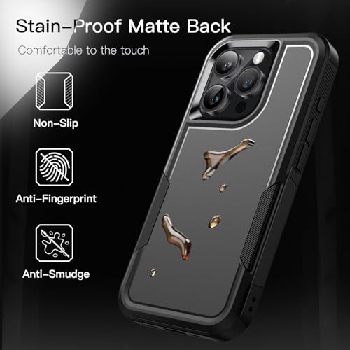 JETech Case for iPhone 15 Pro 6.1-Inch, Heavy Duty Dual-Layer Rugged Protection, Shockproof Protective Tough Phone Cover with Matte Back (Black)