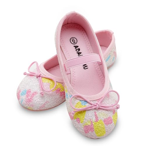 ADAMUMU Sparkly Girls Dress Up Shoes - Princess Mary Jane School Uniform Dress Shoes in Performance, Prom and Graduation - Glitter Blue, 1M Big Kid