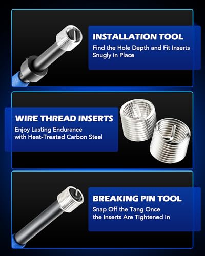 Orion Motor Tech Thread Repair Kit, SAE and Metric Helicoil Repair Kit with HSS Drill Bits Inserts Taps Break Off Tools, Rethreading Tools in 1/4" 5/16" 3/8" 7/16" 1/2" & M5 M6 M8 M10 M12 Sizes