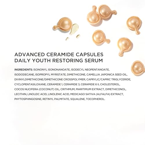 Elizabeth Arden Daily Ceramide Serum Capsules, Advanced Anti-Aging Serum Capsules for Minimizing Wrinkles, Fragrance-Free, Enhances Skin Hydration and Radiance, 30 Count, 0.47 fl oz