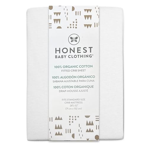 HonestBaby Organic Cotton Mini Crib Sheet, White, One Size