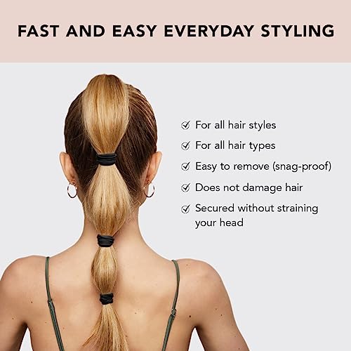 Kitsch Elastic Hair Ties for Women, Black Hair Ties No Damage, Black Rubber Bands for Hair, Hair Bands for Women's Hair & Ponytail Holders, Hair Elastics, Small Hair Ties for Thick Hair, 12pcs