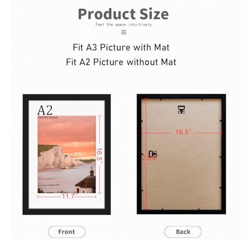 8.5x11 Picture Frame, Wall Gallery Photo Frames,Stable and Sturdy Black Frame with High Definition Plexiglass,8.5x11 Poster Photo Frame,Horizontal and Vertical Formats for Wall Hanging, Black
