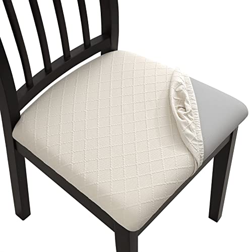 YISUN Chair Seat Covers Set of 6, Pu Leather Waterproof Dining Room Chair Covers, Stretch Chair Cover for Dining Room Chair Protector Slipcover for Kitchen, Hotel (Pu Grey, 6 Sets)