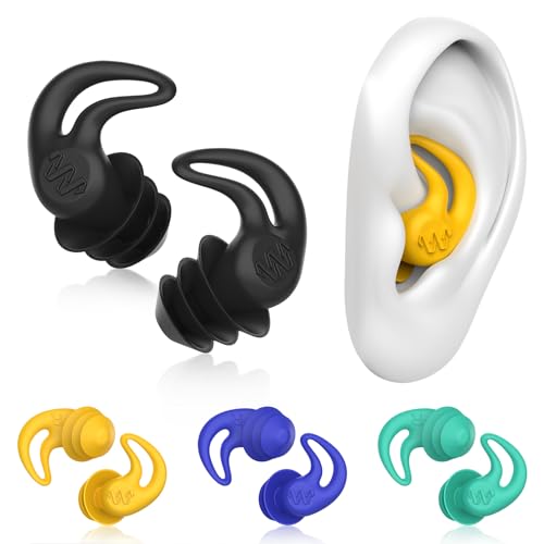 Waterproof Swimming Ear Plugs for Adults - 4 Pairs Reusable Silicone Swimming Ear Plugs for Women & Men, Keep Ear Water Out, Ear Plugs for Swimming, Showering, Bathing, Surfing, Water Sports