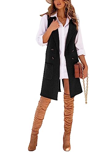 Danedvi Women Open Front Lapel Collar Cardigan Vest Button Down Long Sweaters Cardigan Solid Outerwear Coats Burgundy