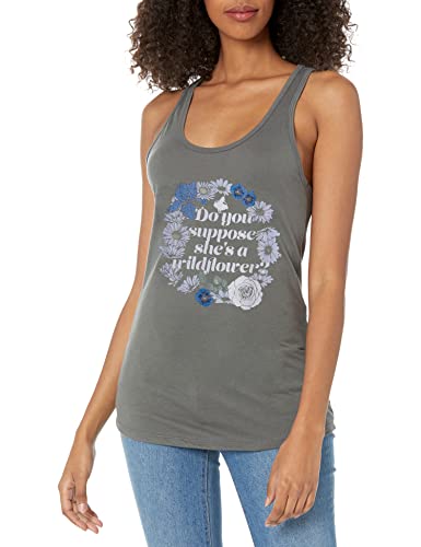 Disney Alice in Wonderland She's A Wildflower Juniors Racerback Tank, Charcoal, X-Small