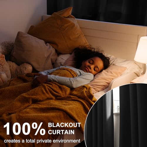 DWCN Faux Linen 100% Blackout Patio Door Curtain 108 Inches Long, Extra Wide Thermal Insulated Grommet Curtain Drapes for Living Room/Sliding Glass Door - 100W x 108L Inch, Dark Grey, 1 Panel