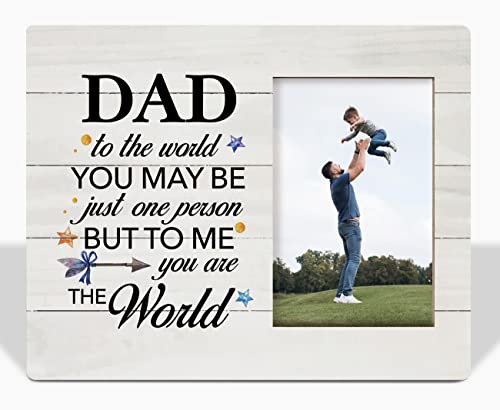 To Dad Gifts Picture Frame, To the World You May Be Just One Person but to Me You Are the World, Tabletop Picture Frame Plaque Gift, Dad Photo Frame Gift, Father's Day Gift from Son or Daughter