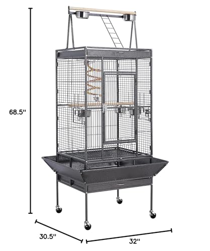 Yaheetech 68-inch Rolling Play Top Large Parrot Bird Cage for African Grey Cockatiel Conure Lovebird Parakeet Budgie