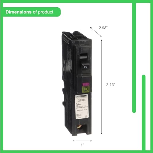 Square D - HOM120PDFC Homeline Plug-On Neutral 20 Amp Single-Pole Dual Function (CAFCI and GFCI) Circuit Breaker,