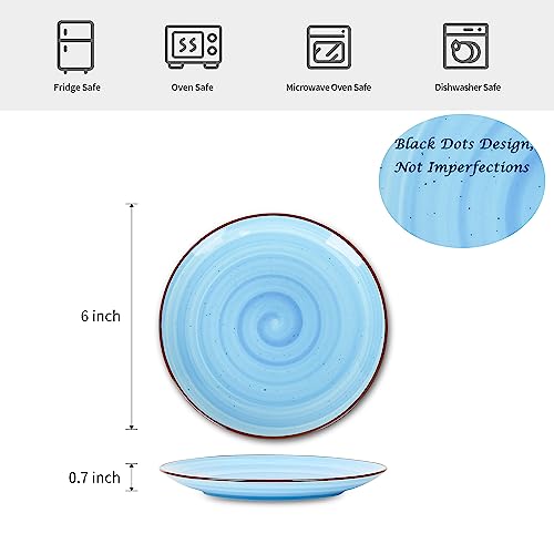 Selamica Ceramic Dessert Plates Set of 6, Small Salad Plates 6 Inch Appetizer Plates for Kitchen, Small Dinner Plates/Dishes for Cake Snacks Side Dish, Microwave Dishwasher Safe, Gradient Blue