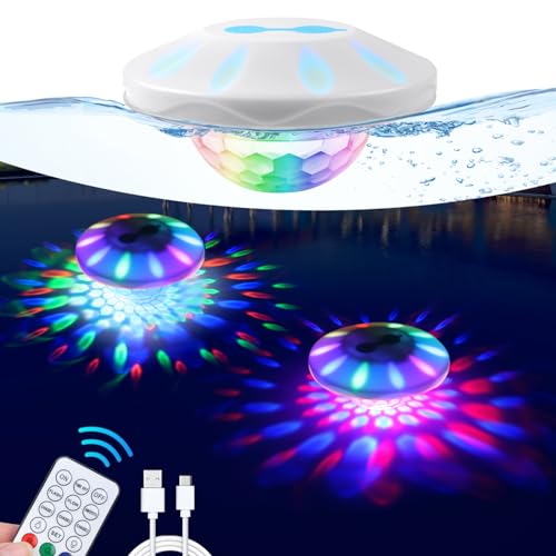 TEPENAR Rechargeable Floating Pool Lights: Remote Control Swimming Pool Lights Float with RGB Color Changing LED Pool Lights IP68 Waterproof Hut Tub Lights for Pool Pond Garden Party 1 Pack