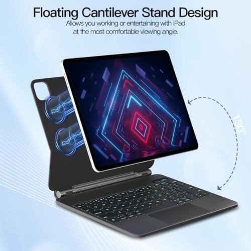 Emoonland Keyboard Case for iPad 10th Generation – Magic Keyboard, Magnetic Stand, Multi-Touch Trackpad, 7 Colors Backlit, Compatible with iPad 10.9 inch 10th Generation Floating Keyboard