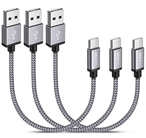 DDIYYI Short USB C Cable 1FT 3 Pack USB-A to USB-C Charger Fast Charging Cord Braided for iPhone 15 Pro Max/Plus Samsung Galaxy S24 S23 S10 A15 A53 A54, 1 Foot Short USB C Cord