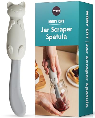 NEW!! OTOTO Jar Scraper Spatula - Silicone Scraper, Jar Spatula, Cute Kitchen Accessories, Cute Kitchen Gadgets, Unique Fun Cooking Kitchen Gadgets for Foodies - BPA-free & 100% Food Safe (Mary Cat)