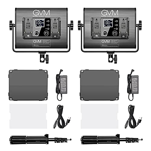 GVM RGB LED Video Light with Lighting Kits, 680RS 50W Led Panel Light with Bluetooth Control, 2 Packs Photography Lighting for YouTube Studio, Video Shooting, Gaming, Streaming, Conference