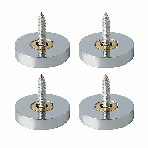 Alise Brass Screw Covers Caps,Decorative Mirror Screws Cap Nails,1 Inch Dia Upholstery Screws Head Covers,Chrome Finish ZS008-4P,Pack of 4