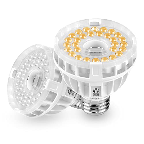 SANSI P20 10W Grow Light Bulbs, LED Full Spectrum 150W Equiv. High PPFD Plant Light Bulbs, Energy Saving 4000K Daylight Grow Lights for Indoor Plants, Medium E26 Base, 2-Pack